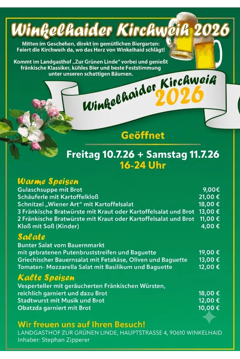Speisekarte Winkelhaider Kirwa 2026